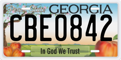 GA license plate CBE0842