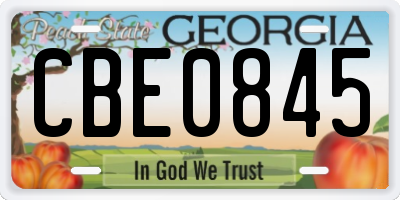 GA license plate CBE0845