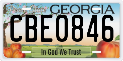 GA license plate CBE0846