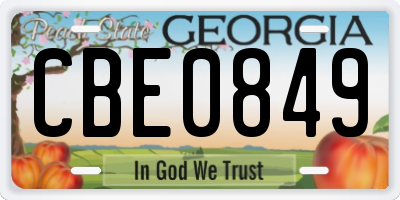 GA license plate CBE0849