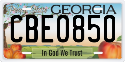 GA license plate CBE0850