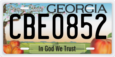 GA license plate CBE0852