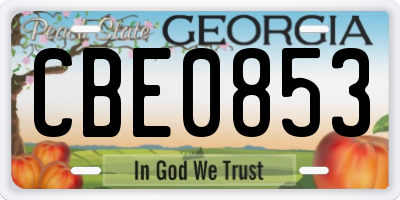 GA license plate CBE0853