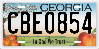 GA license plate CBE0854