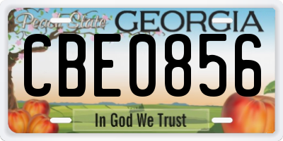 GA license plate CBE0856