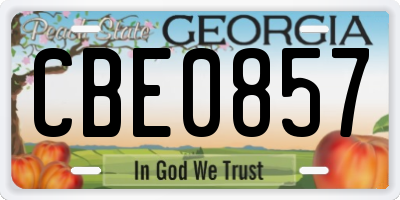 GA license plate CBE0857