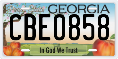 GA license plate CBE0858