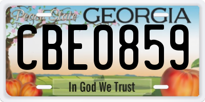 GA license plate CBE0859