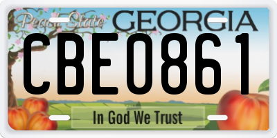 GA license plate CBE0861