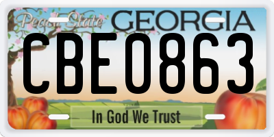 GA license plate CBE0863