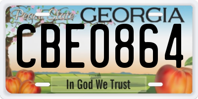 GA license plate CBE0864