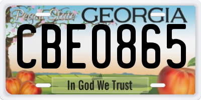 GA license plate CBE0865