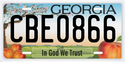 GA license plate CBE0866