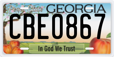 GA license plate CBE0867