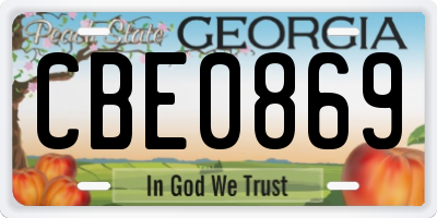 GA license plate CBE0869