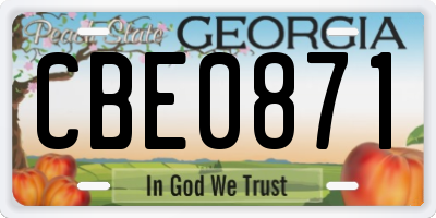 GA license plate CBE0871