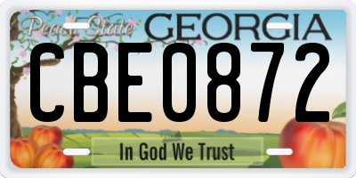 GA license plate CBE0872