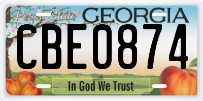 GA license plate CBE0874