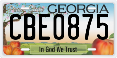 GA license plate CBE0875