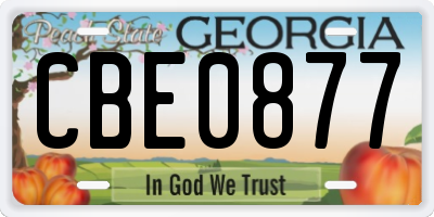 GA license plate CBE0877