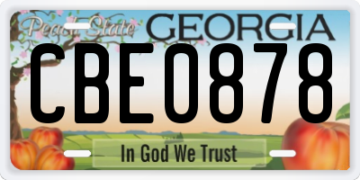 GA license plate CBE0878