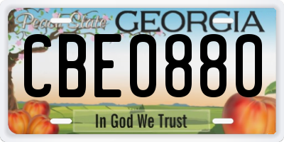 GA license plate CBE0880