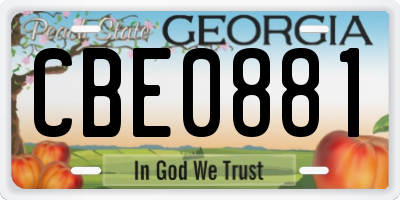 GA license plate CBE0881