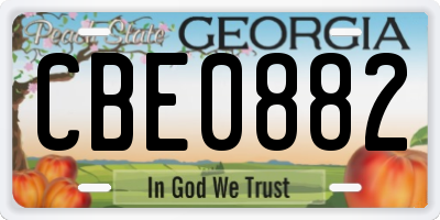 GA license plate CBE0882