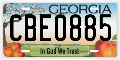 GA license plate CBE0885