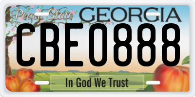 GA license plate CBE0888