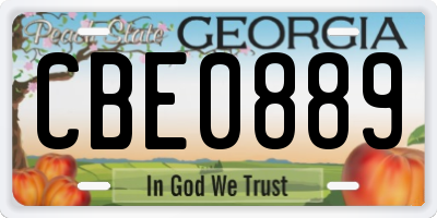 GA license plate CBE0889