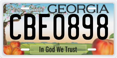 GA license plate CBE0898