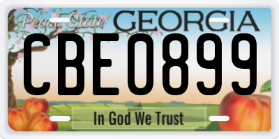 GA license plate CBE0899