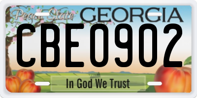 GA license plate CBE0902