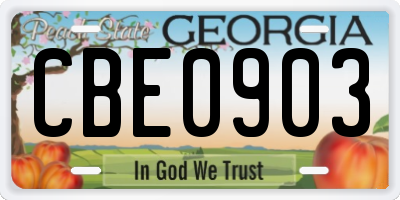 GA license plate CBE0903