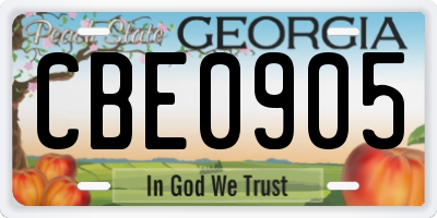 GA license plate CBE0905