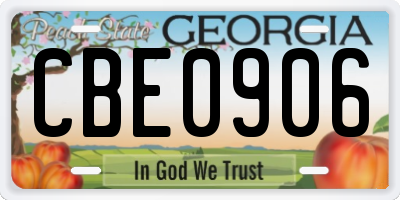 GA license plate CBE0906