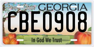 GA license plate CBE0908