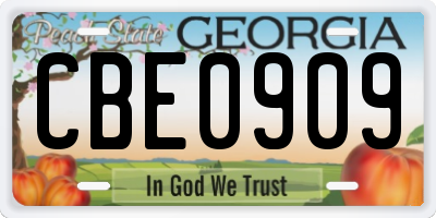 GA license plate CBE0909