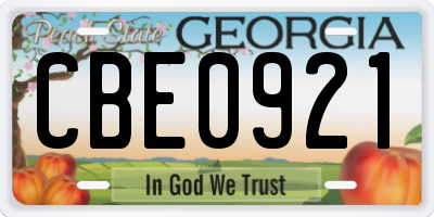 GA license plate CBE0921