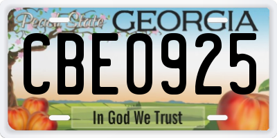 GA license plate CBE0925