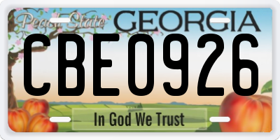 GA license plate CBE0926