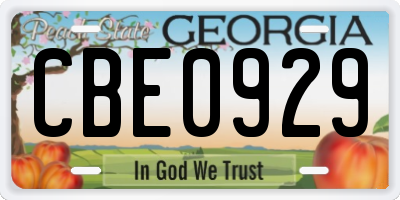 GA license plate CBE0929