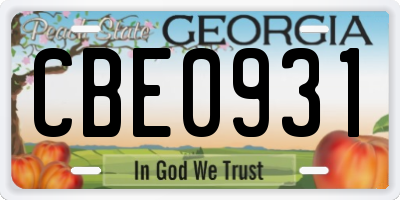 GA license plate CBE0931