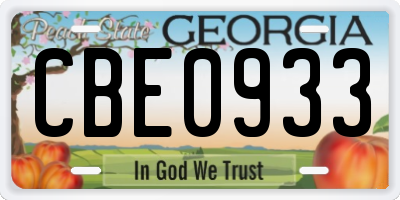 GA license plate CBE0933