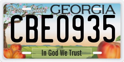 GA license plate CBE0935