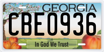 GA license plate CBE0936