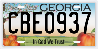 GA license plate CBE0937