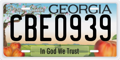 GA license plate CBE0939