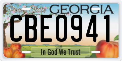 GA license plate CBE0941